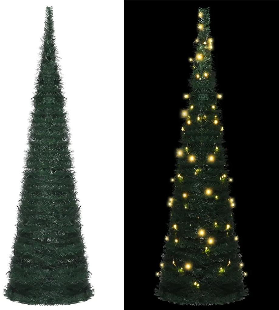 vidaXL Rozkladací umelý vianočný stromček s LED reťazou zelený 150 cm