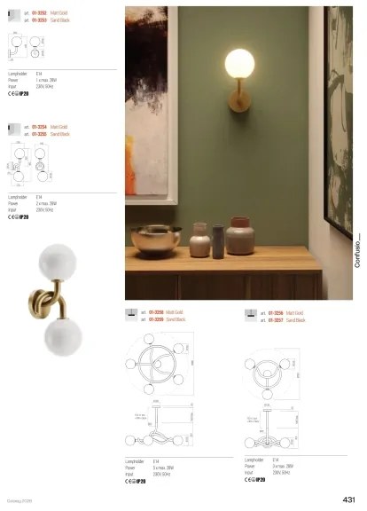 Redo 01-3256 - Luster na tyči CONFUSIO 3xE14/28W/230V pr. 76 cm zlatá