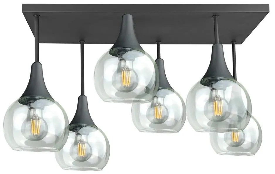 Prisadený luster SOMA 6xE27/60W/230V čierna/číra