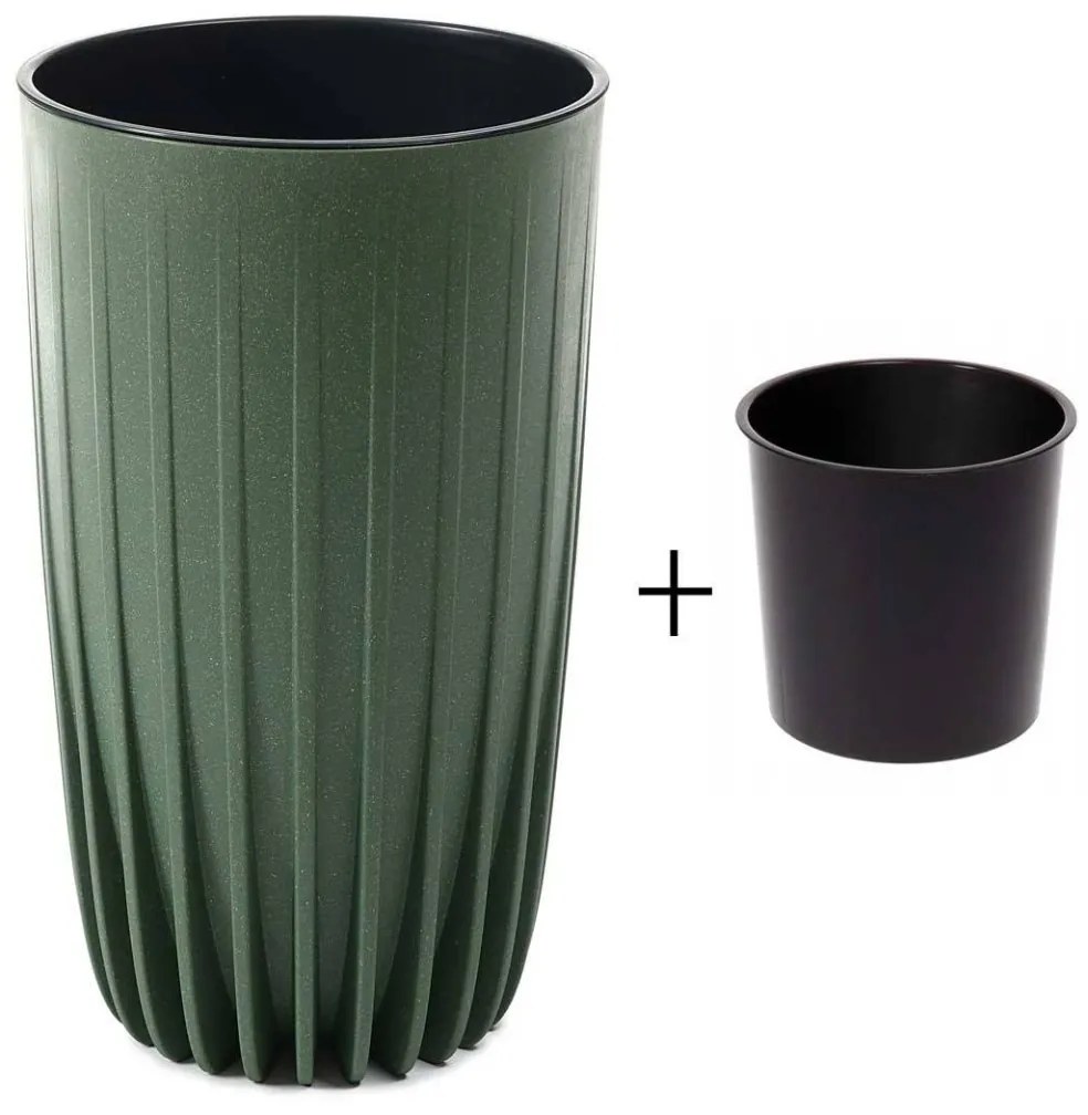 Kvetináč STRIPPED ECO III 25 cm zelený