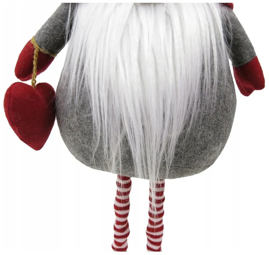 Vianočný škriatok s ozdobou 130 cm - šedý - výškovo nastaviteľný