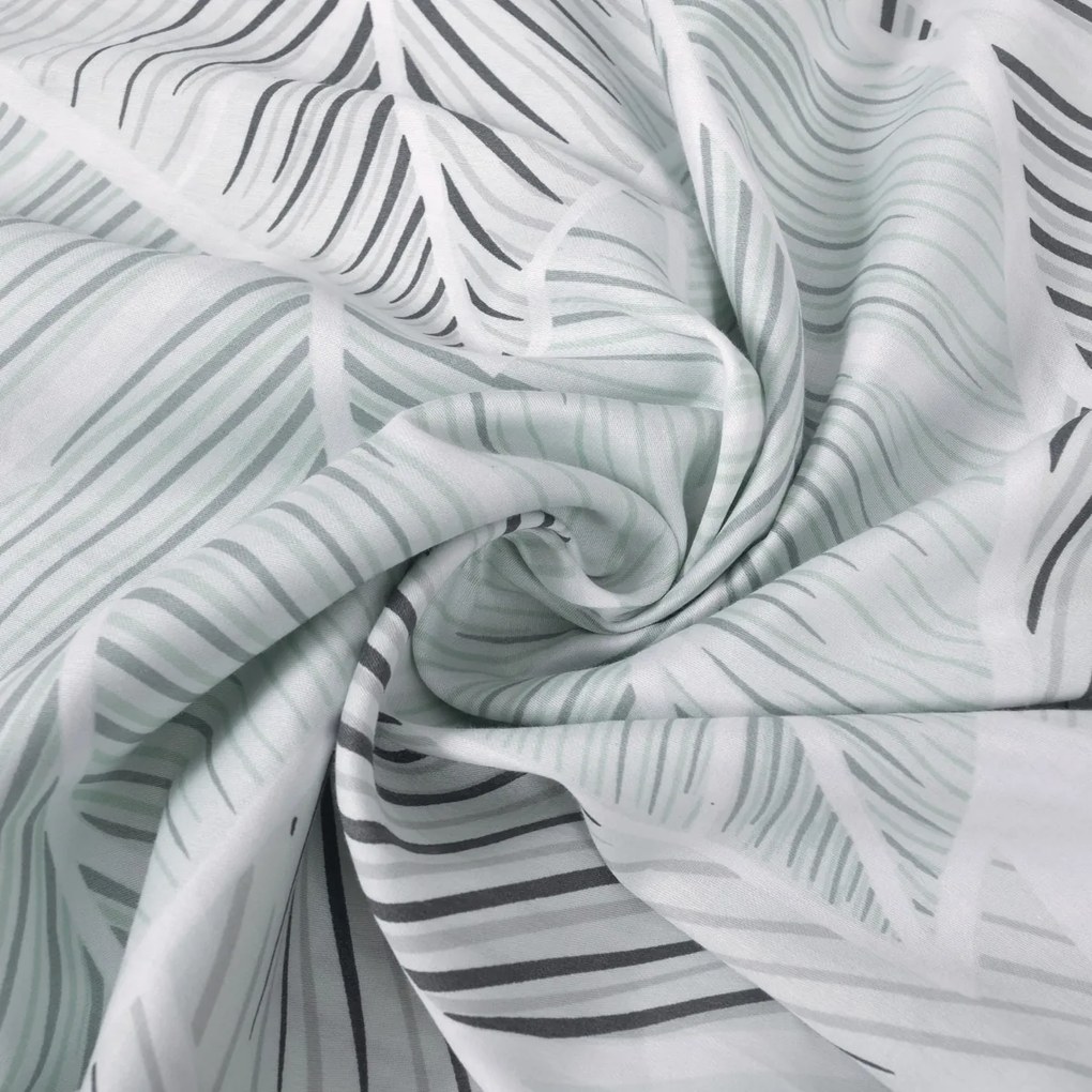 Matex Saténové prestieradlá Šedé listy , 140 x 200cm, 70 x 90 cm