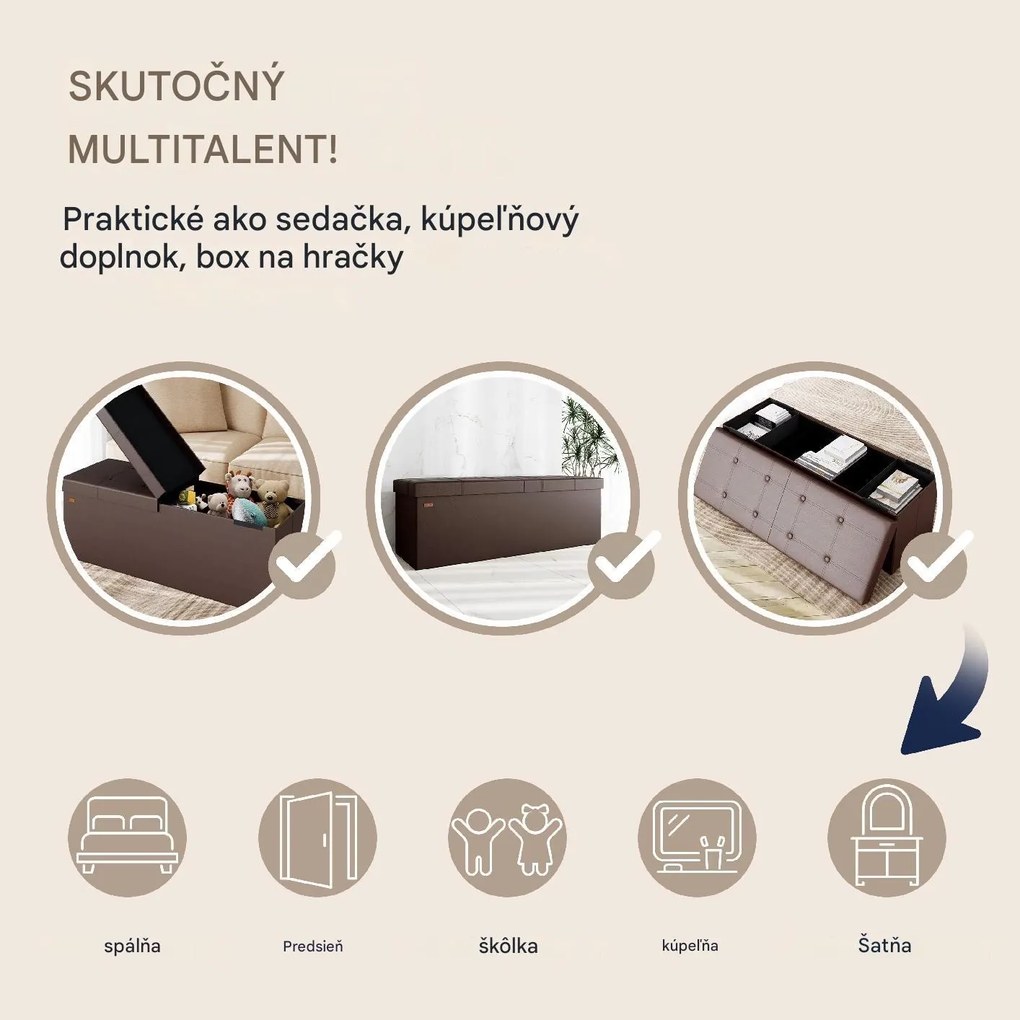 InternetovaZahrada Úložná lavica s výklopným vekom 115x38x38 cm - hnedá
