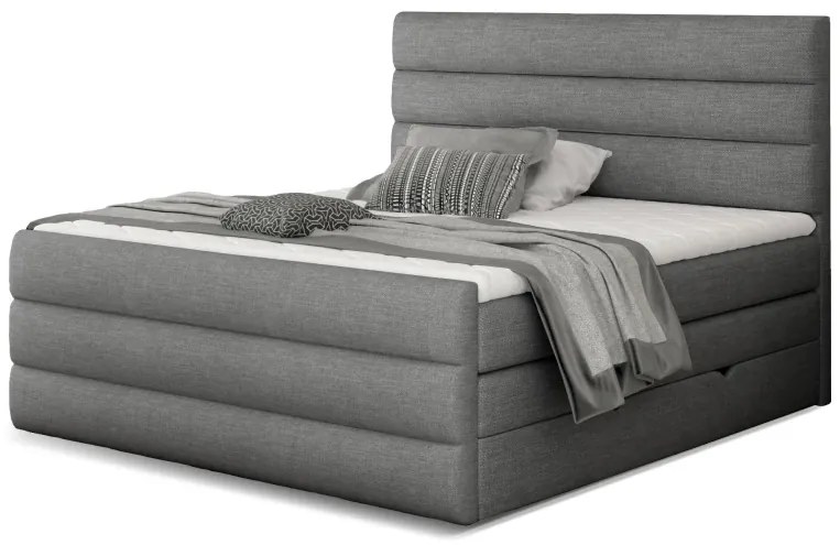 Kontinentálna boxspring posteľ Carmen, sivá 160x200cm (sawana 05/ Cand 09)