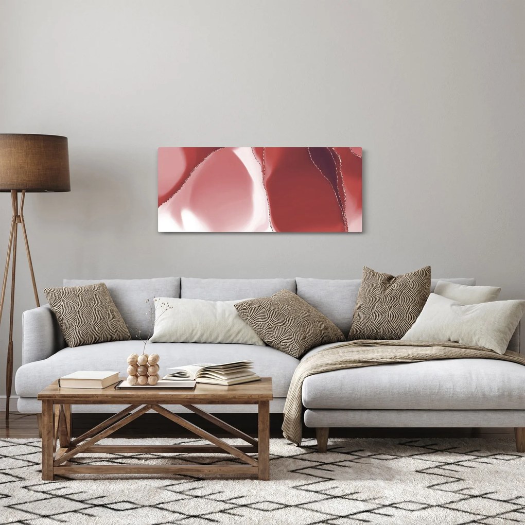 Obraz - Červená abstraktná kvetina N⁰3 (120x50 cm)