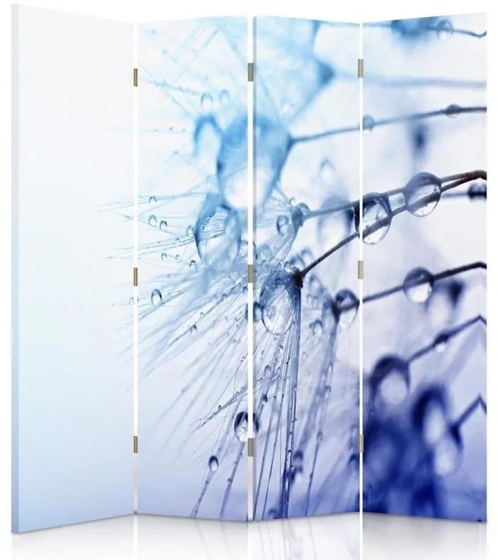 Ozdobný paraván Modré dmychadlo - 145x170 cm, štvordielny, obojstranný paraván 360°