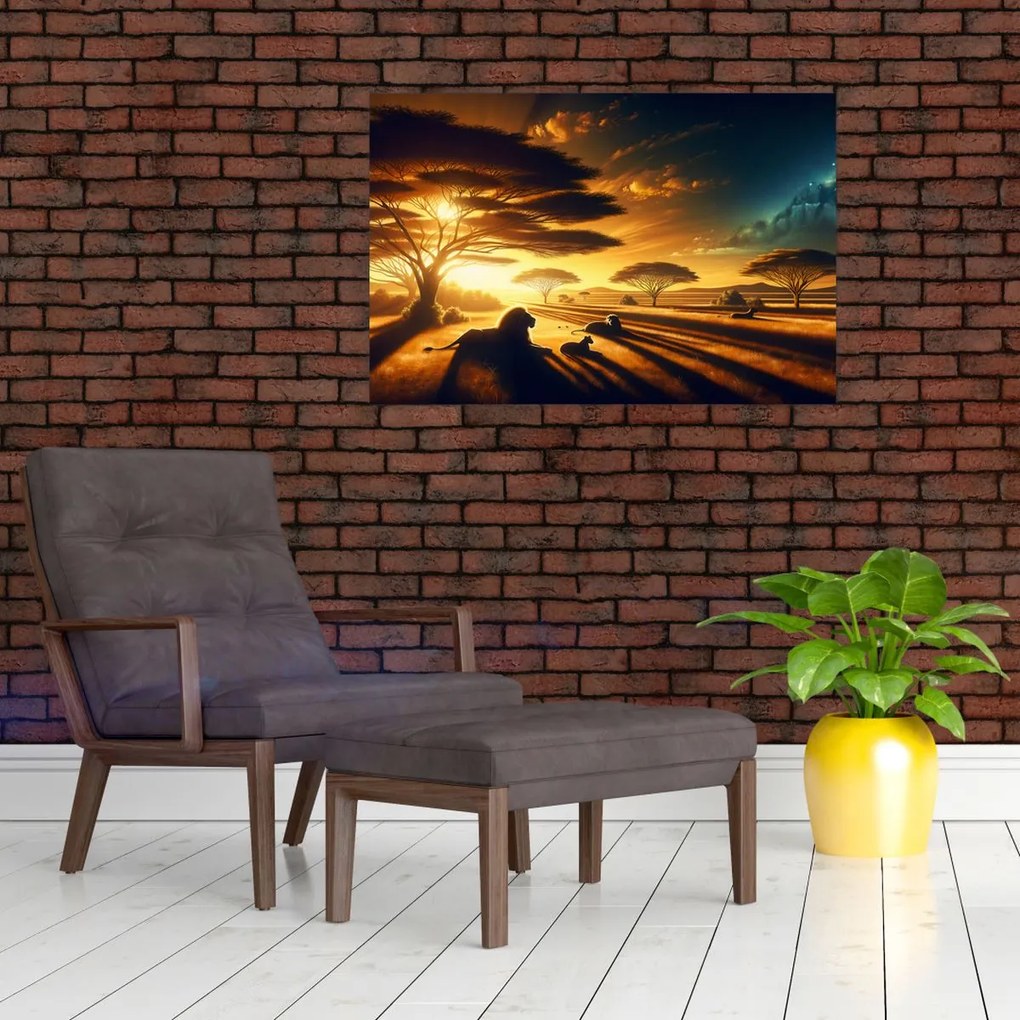 Obraz - Oddychujúce levy (90x60 cm)
