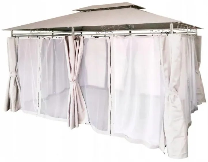 Stabilný záhradný pavilón 3 x 4 m s moskytierou sivá