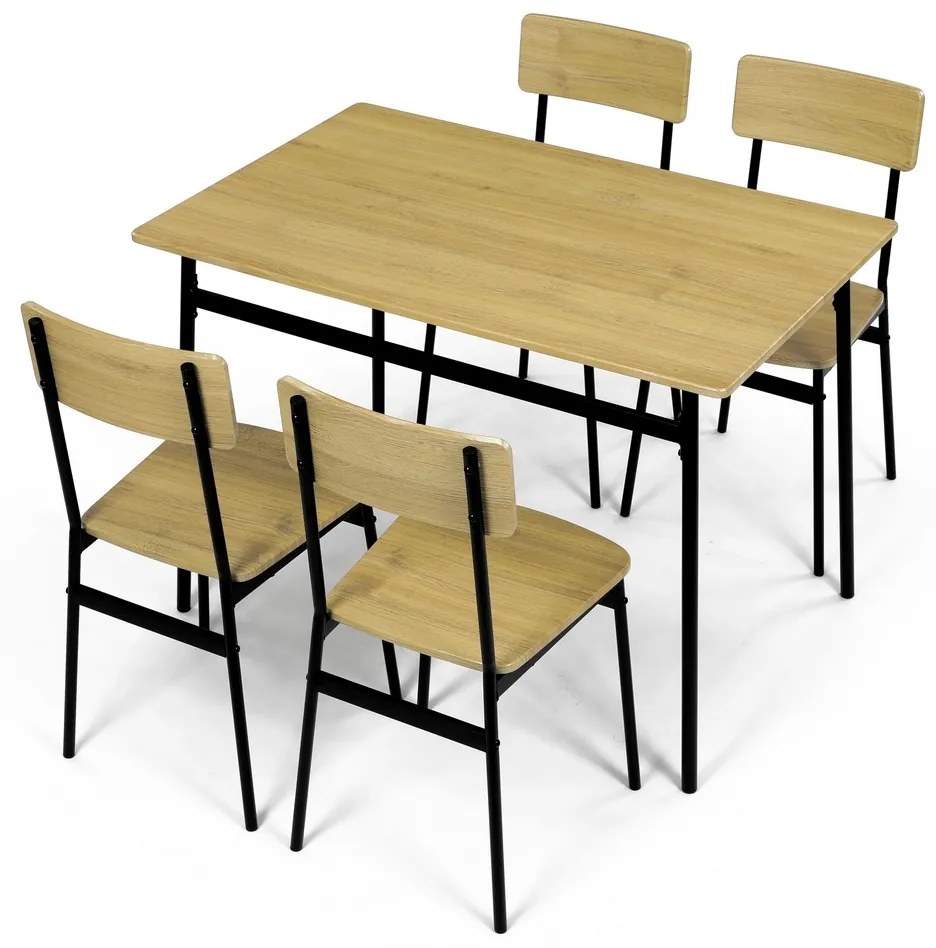 Jedálenský set Industrial so 4 stoličkami, 110 x70 x 76 cm, divoký dub