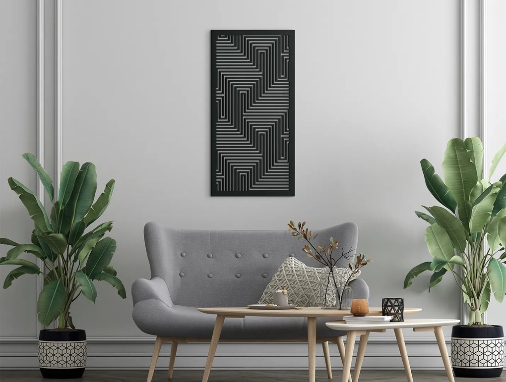 drevko Abstraktný obraz na stenu Moderna Rozmer obrazu: 44,5 x 22 cm, Farba dekorácie: Čierna