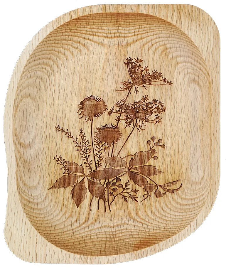 AMADEA Drevená miska obdĺžnik s gravírom, masívne drevo, 23,5 cm