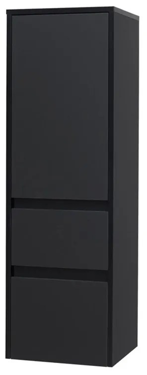 Mereo, Opto, kúpeľňová skrinka vysoká 40x36x125 cm, pravé otváranie, čierna supermat, MER-CN944P