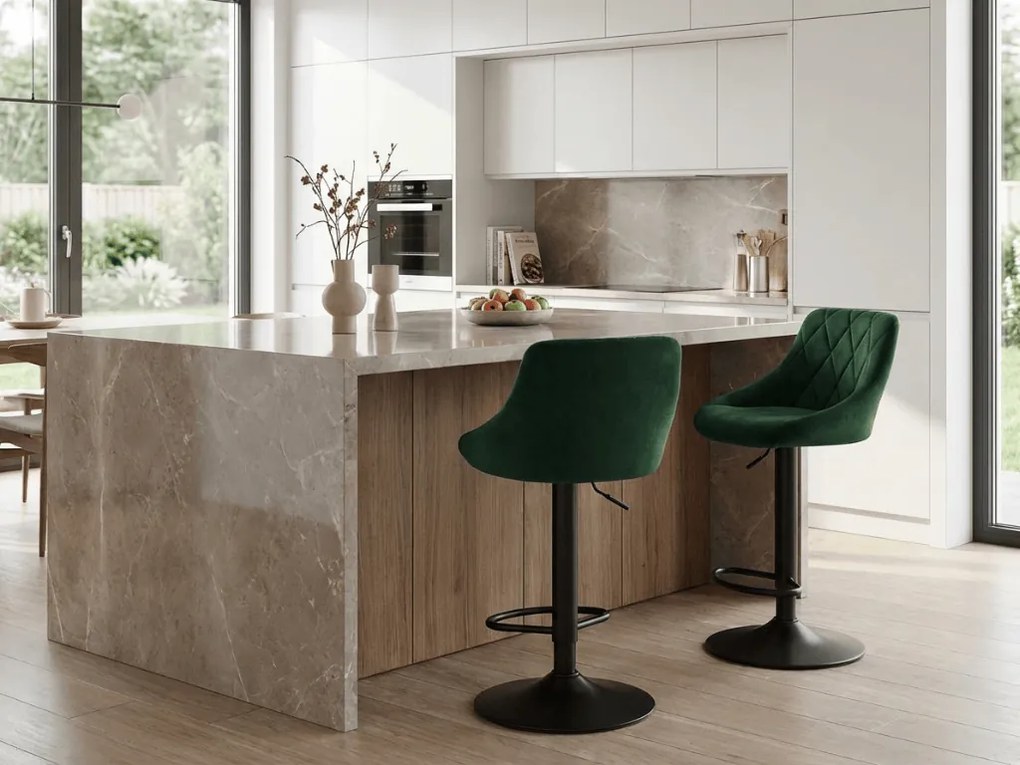 Zelená barová stolička VELVET KAST s čiernou nohou