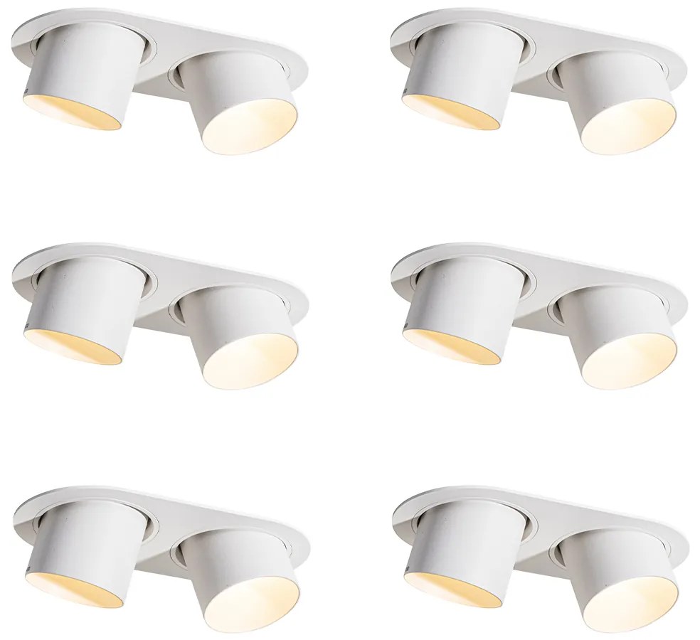 Sada 6 zapustených bodových svetiel biela GU10 70 mm naklápateľné 2-svetlá - Installa