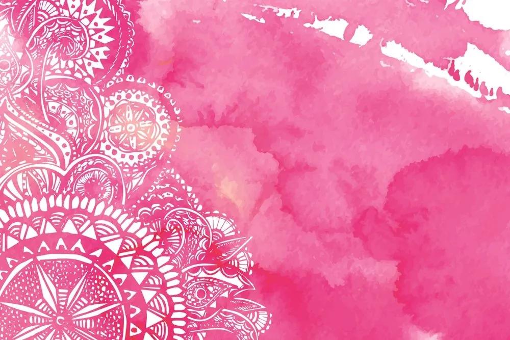 Samolepiaca tapeta Mandala ružový akvarel - 300x200