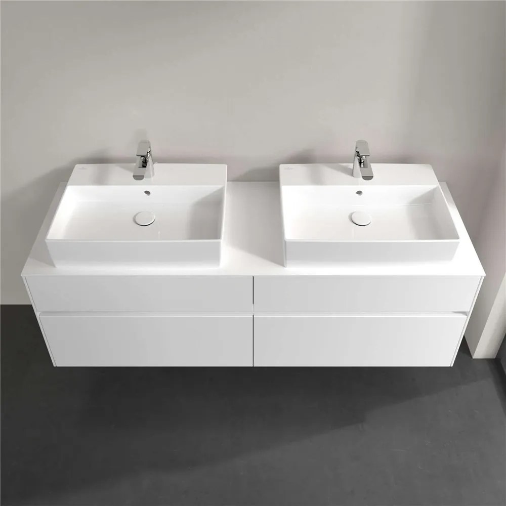 VILLEROY &amp; BOCH Collaro závesná skrinka pod dve umývadlá na dosku, 4 zásuvky, 1600 x 500 x 548 mm, White Matt, C13700MS