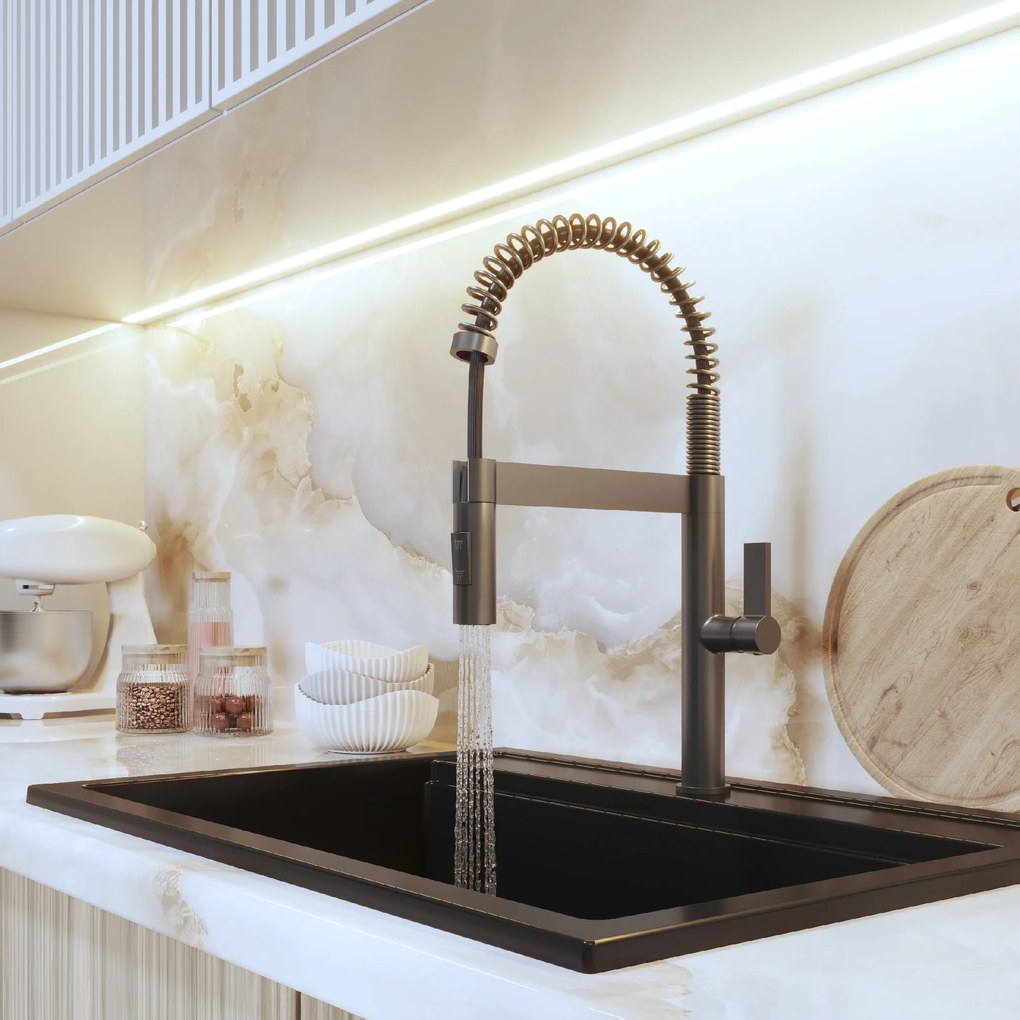 Gamma SPIRAL NEW, kuchynská batéria s 2-funčným výtokom, grafitová, GMA-BSLN-GM