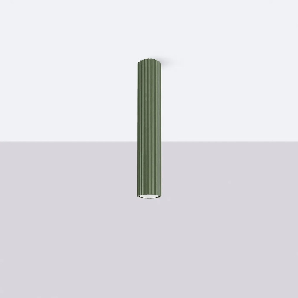 Stropné svietidlo Karbon, 1x olivovo zelené kovové tienidlo, (40 cm)