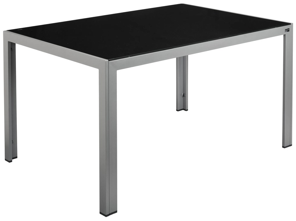 Livarno home Hliníkový záhradný stôl so sklenenou doskou Houston, sivý  (100371170)