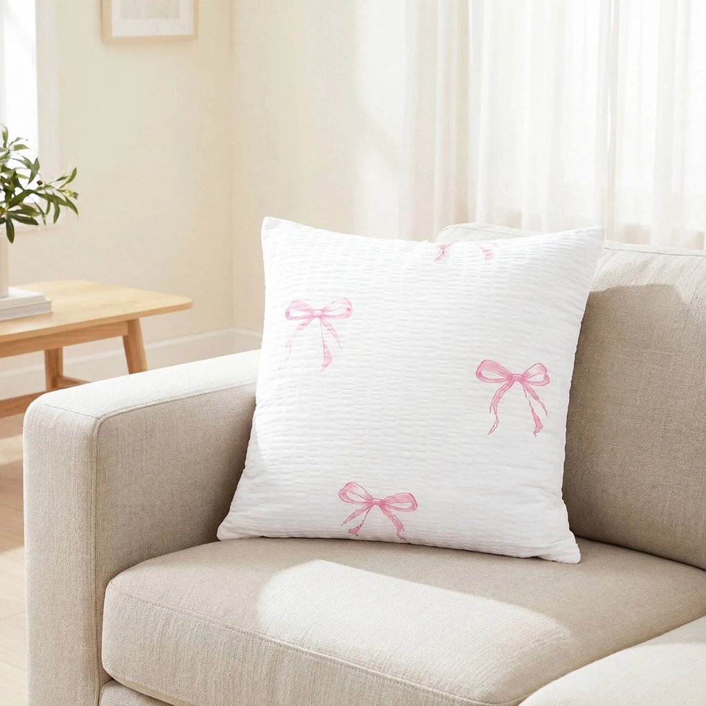 Goldea krepová obliečka na vankúš - ružové mašličky 40 x 40 cm