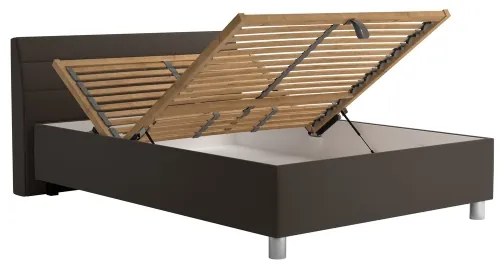 Čalúnená posteľ s úložným priestorom a matracom DALMA 140x200 cm sivá/hnedá