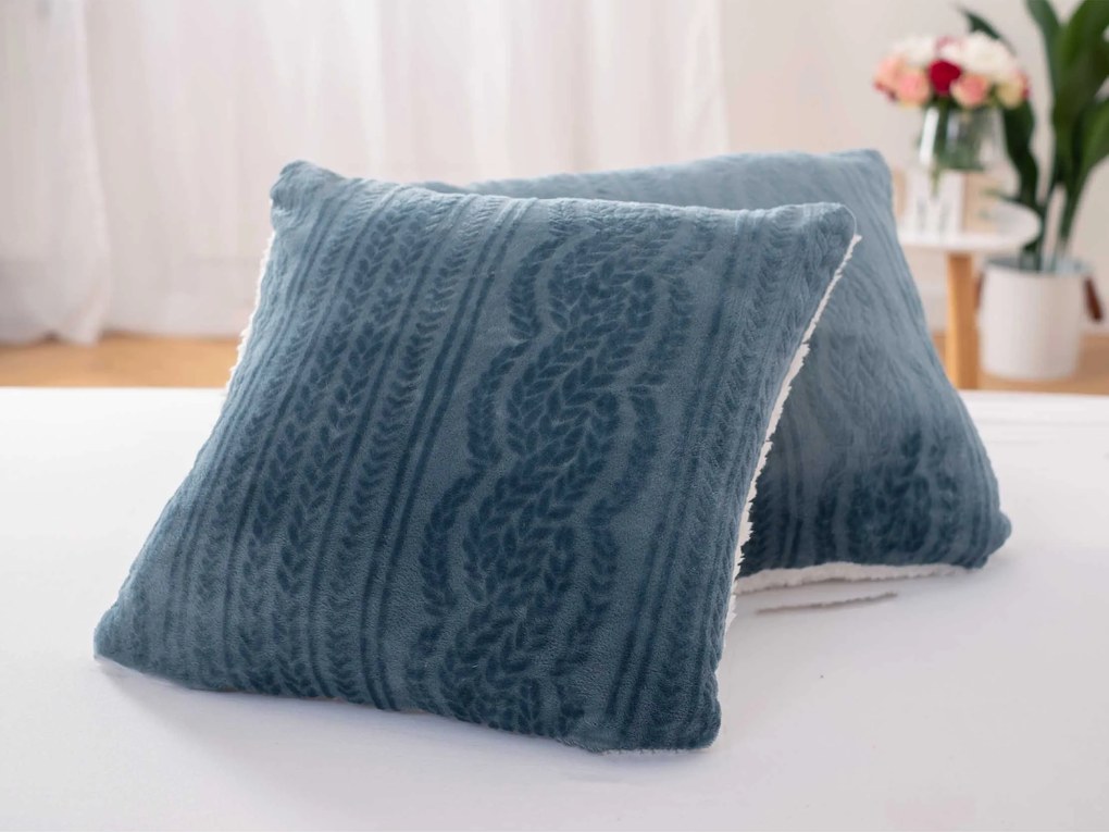 Baránková obliečka na vankúš mikroplyš 45 × 45 cm - Amalia petrolejová (2 ks)