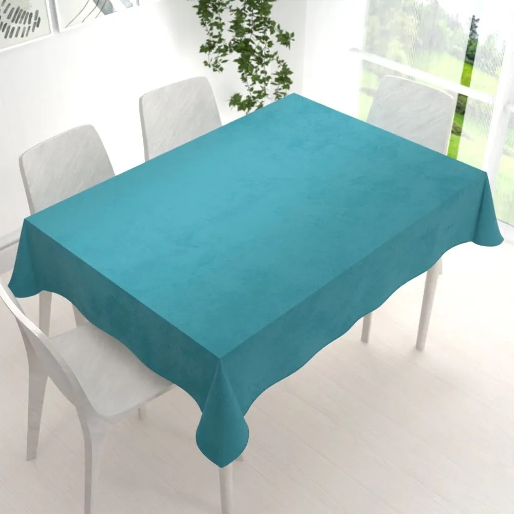 Biante Veľký zamatový obdĺžnikový obrus Velvet Premium SVP-035 Tyrkysovo modrý 180x220 cm