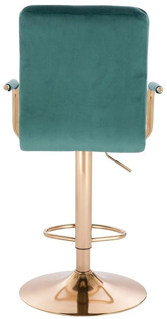 LuxuryForm Barová stolička VERONA GOLD VELUR na zlatom tanieri - zelená