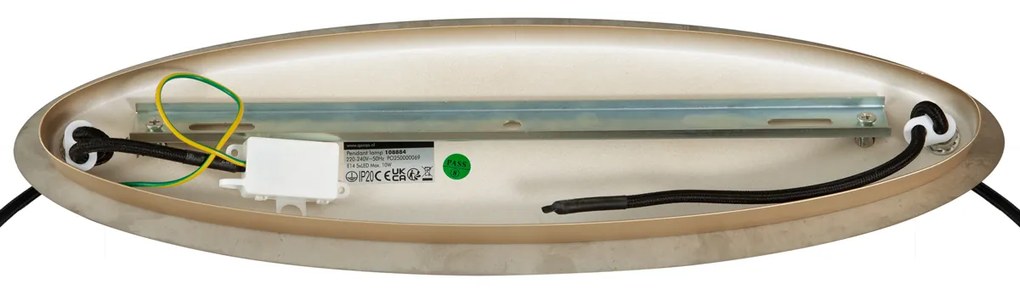 Závesná lampa Art Deco zlatá s jantárovým sklom oválna 5-svetiel - Mochan