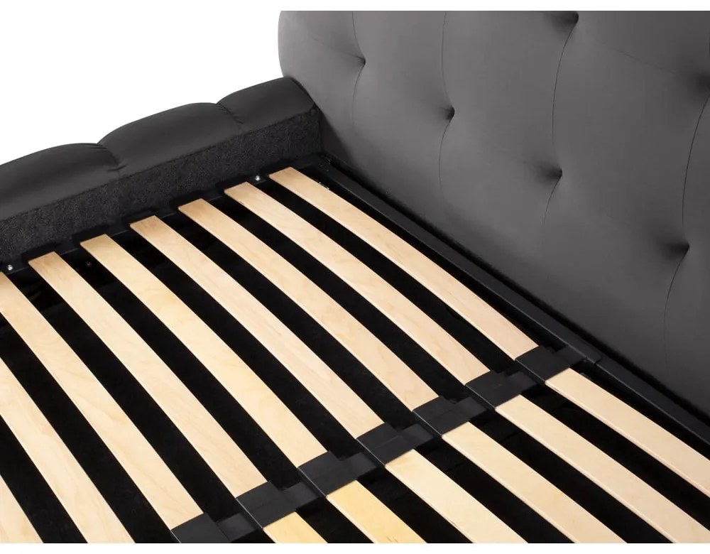 Sivá čalúnená dvojlôžková posteľ s úložným priestorom s roštom 180x200 cm Bali – Cosmopolitan Design
