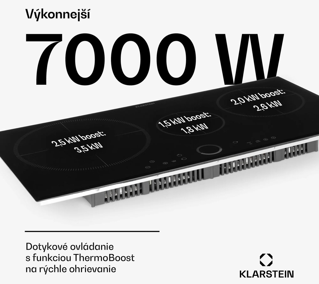 Klarstein Delicatessa 80, vstavaná indukčná varná doska, 7400 W, 3 zóny, sklokeramika