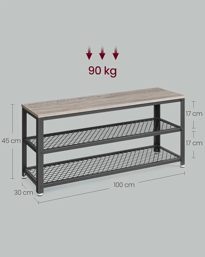 Botník VASAGLE Leggy 100 cm černý/šedý