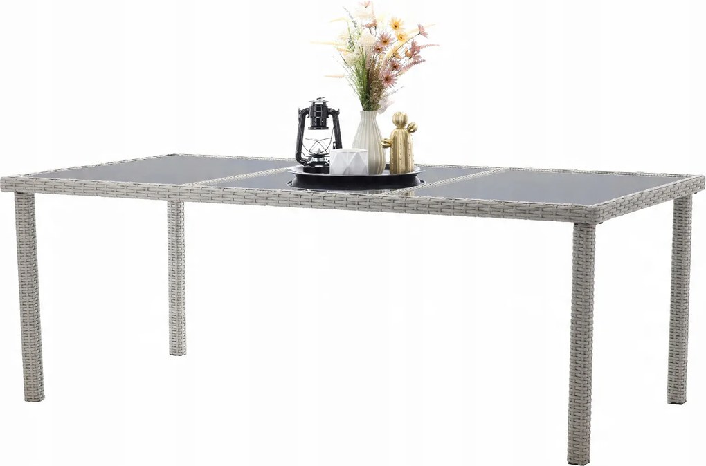 Garden Line ZÁHRADNÝ NÁBYTOK / 8 KRESIEL + VEĽKÝ STÔL / ŠEDÁ *3661