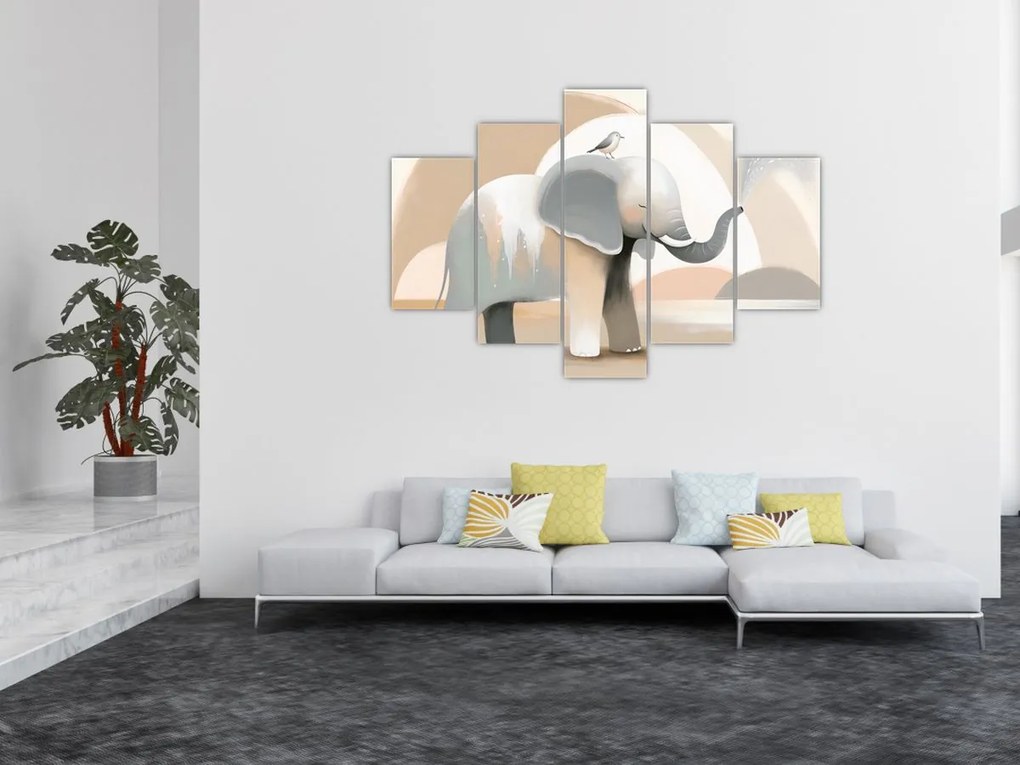 Obraz - Slon v pastelových farbách (150x105 cm)