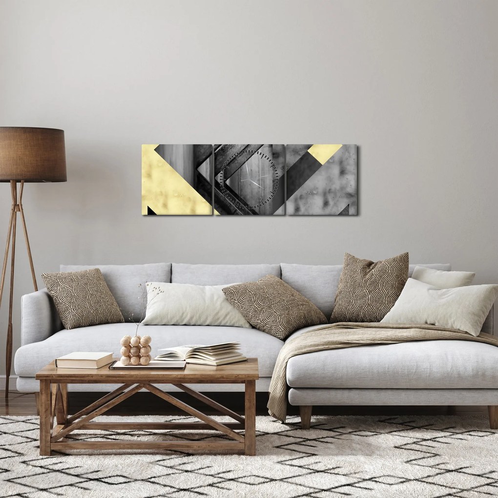 Obraz - Textúrované tvary (s hodinami) (90x30 cm)