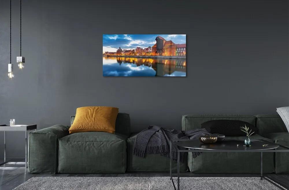 Sklenený obraz Gdańsk riečne budovy 120x60 cm
