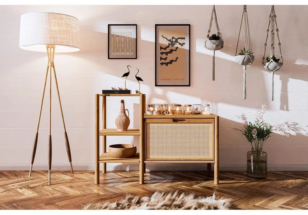 Knižnica z dubového dreva v prírodnej farbe 115x86 cm Pola - The Beds