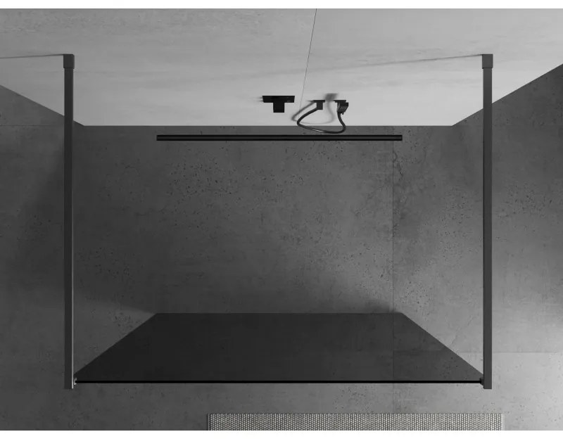 Mexen Kioto, sprchová zástena Walk-In 130 x 200 cm, 8mm šedé sklo, grafitový profil, 800-130-002-66-40