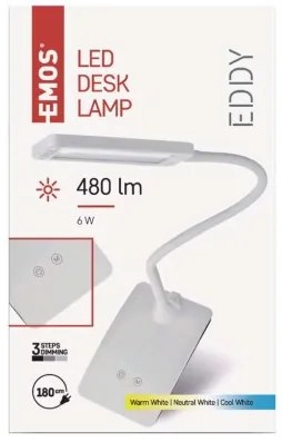 EMOS Stolová LED lampa Eddy, biela