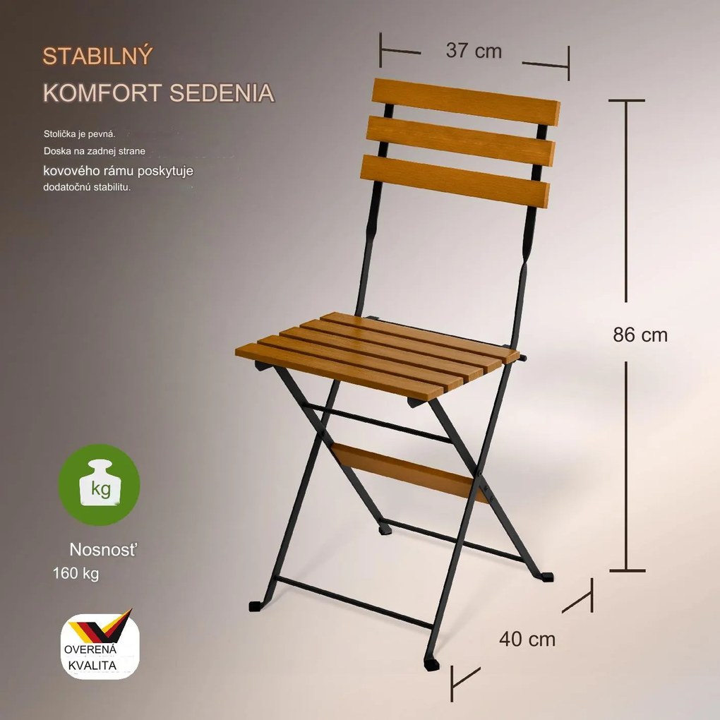 InternetovaZahrada Drevená balkónová súprava - agát/kov