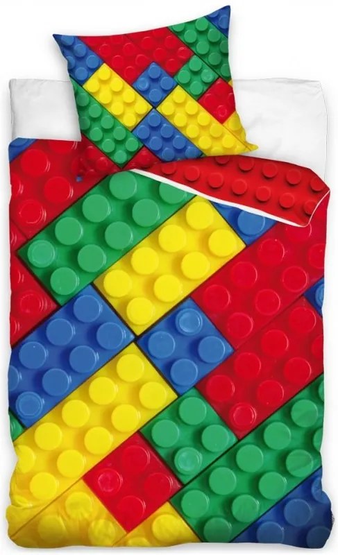 TipTrade (CZ) · Detské bavlnené posteľné obliečky Kocky (podobné stavebnici LEGO) - 100% bavlna - 70 x 90 cm + 140 x 200 cm