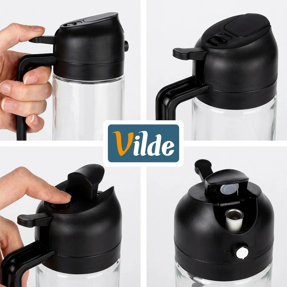 VILDE Sklenený rozprašovač a dávkovač na olej 2v1 450ml - číre sklo