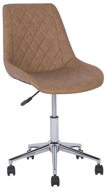 Koliesková stolička čalúnená hnedou koženkou MARIBEL Beliani