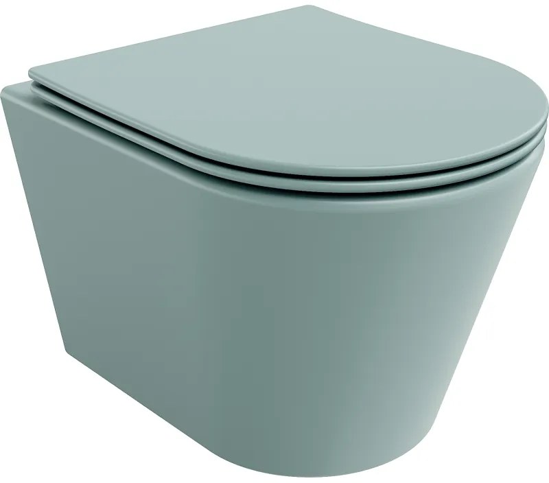 Mexen Rico, závesné WC Rimless s WC doskou slim, duroplast, zelená matná, 30724048