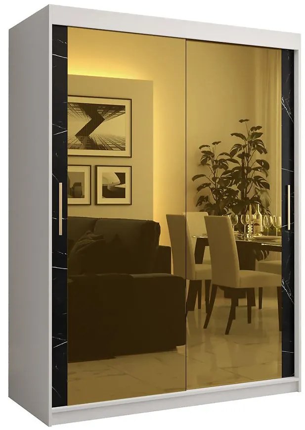 Skriňa Platinum T3 150 biely mramor/čierna