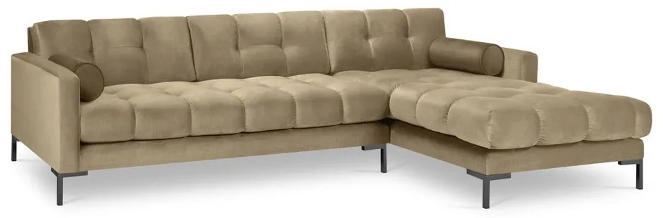 Béžová zamatová rohová pohovka Cosmopolitan Design Bali, pravý roh