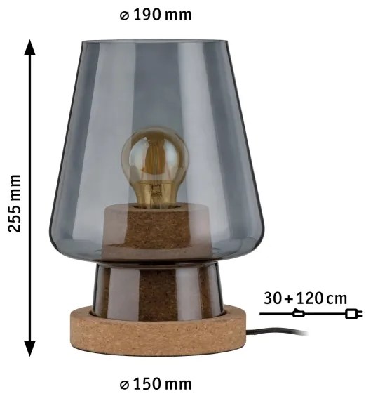 Paulmann 79736 - 1xE27/20W Stolná lampa IBEN 230V dymová