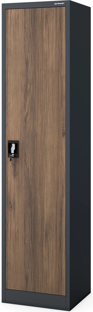 Kovová kancelárska skriňa na dokumenty, antracitová/orechová, 450x1850x400 mm: ALEX Eco Design