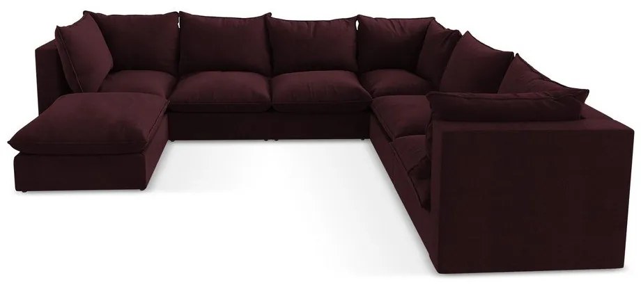 Vínovočervená rohová pohovka (pravý roh/do tvaru "U") Manao – Makamii