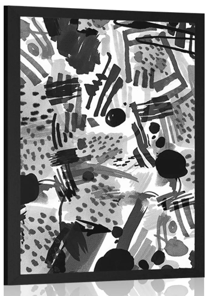 Plagát čiernobiela pop art abstrakcia - 30x45 silver